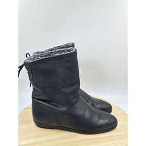 Siberian Husky by Par Bastien black leather snow boots fashion womens size 9